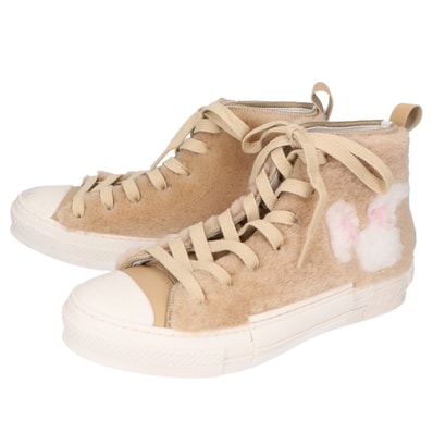 ディオール xERL【美品】B23 ラビットモチーフ ボア ハイカット スニーカー 39