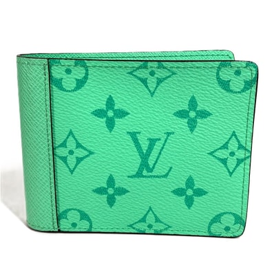ルイヴィトン LOUIS VUITTON ポルトフォイユ ミュルティプル M27649 タイガラマ コンパクトウォレット 札入れ 2つ折り財布 モノグラムキャンバス ミント グリーン 新品同様