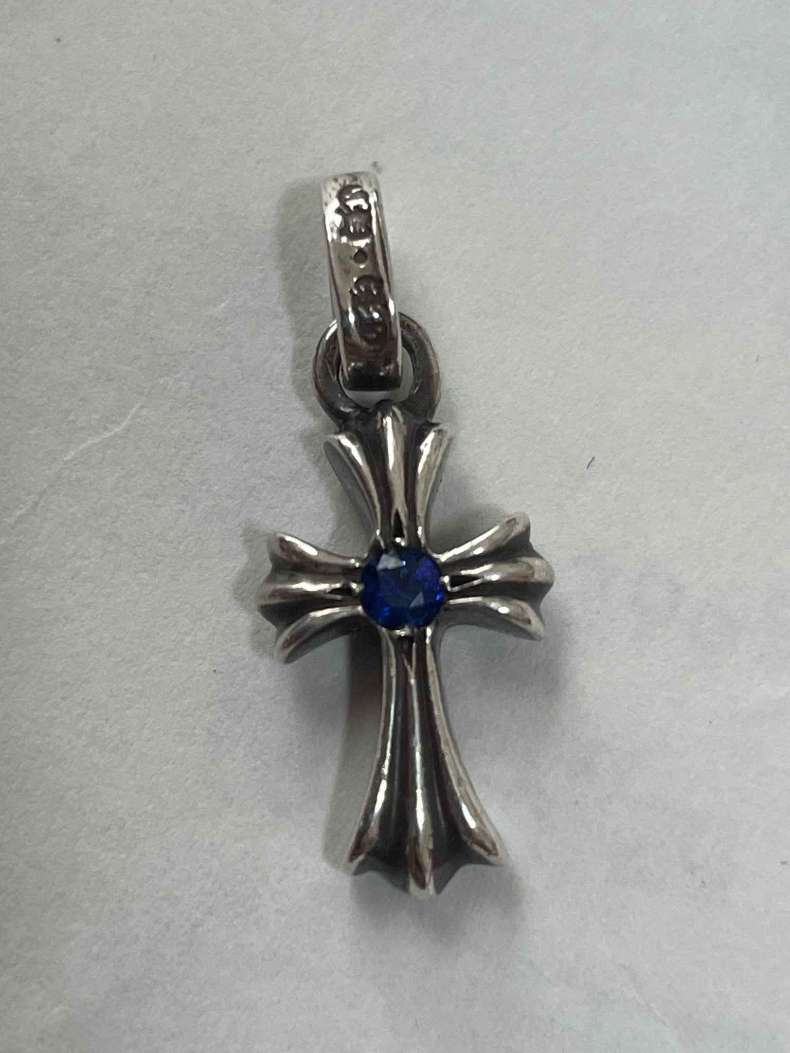 Chrome Hearts Baby Fat Cross Charm Sapphire "Silver"