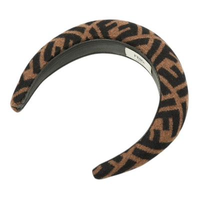 フェンディ ズッカ カチューシャ ヘアアクセサリー ブラウン ブラック ファブリック レザー レディース FENDI 【中古】