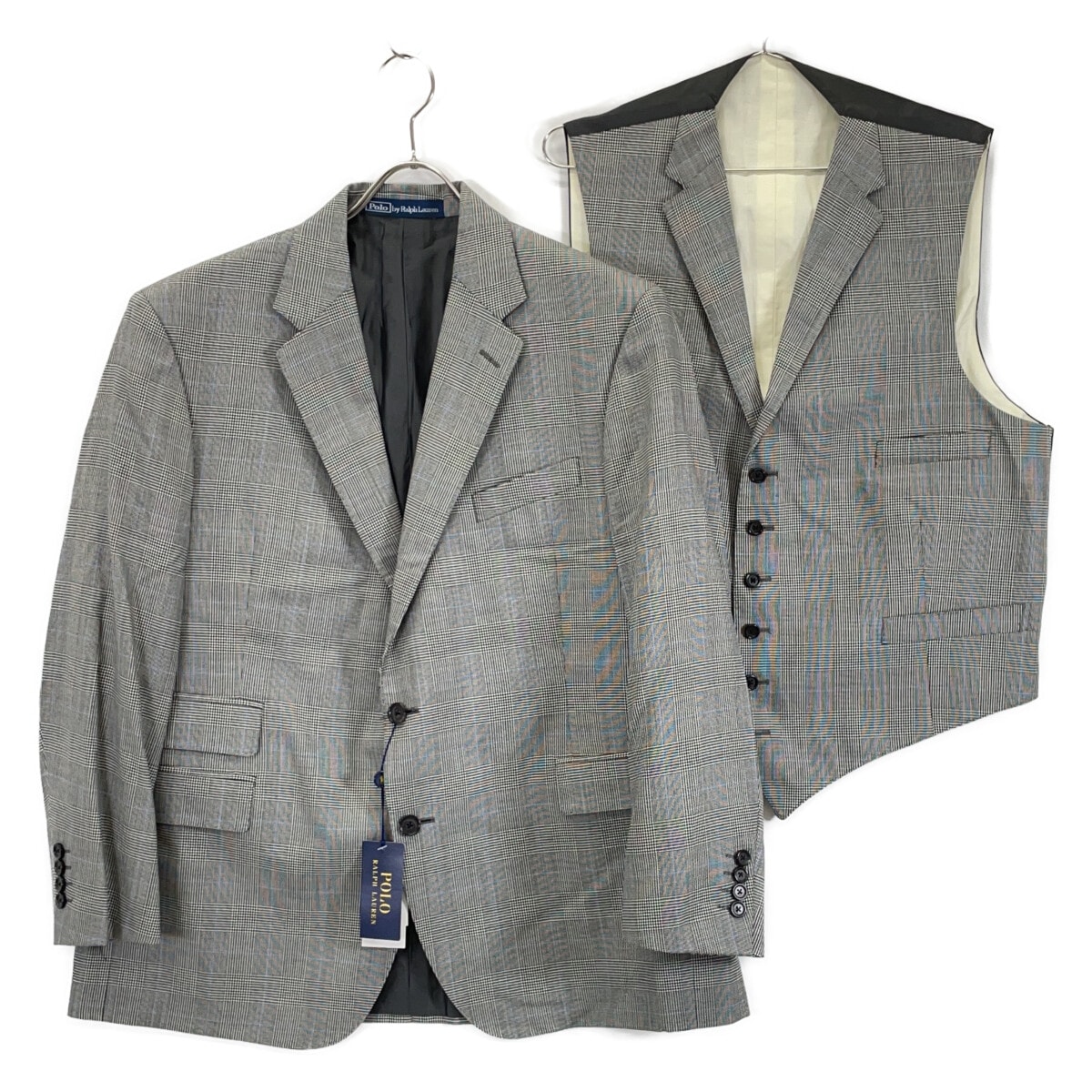 ポロ ラルフローレン グレー ウール グレンチェック 2P スーツ 表記なし