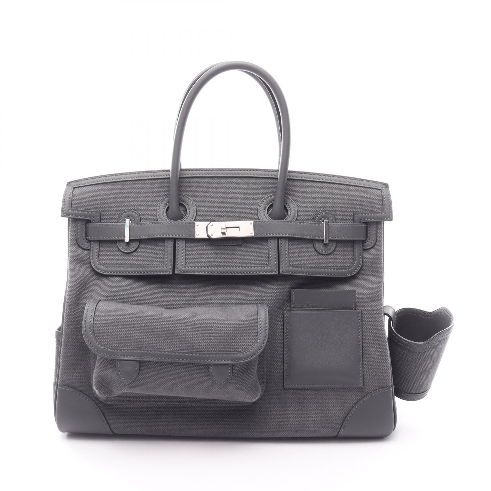 エルメス HERMES バーキンカーゴ35 ハンドバッグ バッグ レザー トワルアッシュ / ヴォースイフト トワルアッシュ K刻印(2025年製造) レディース グレー系 グリミスティ 【中古】