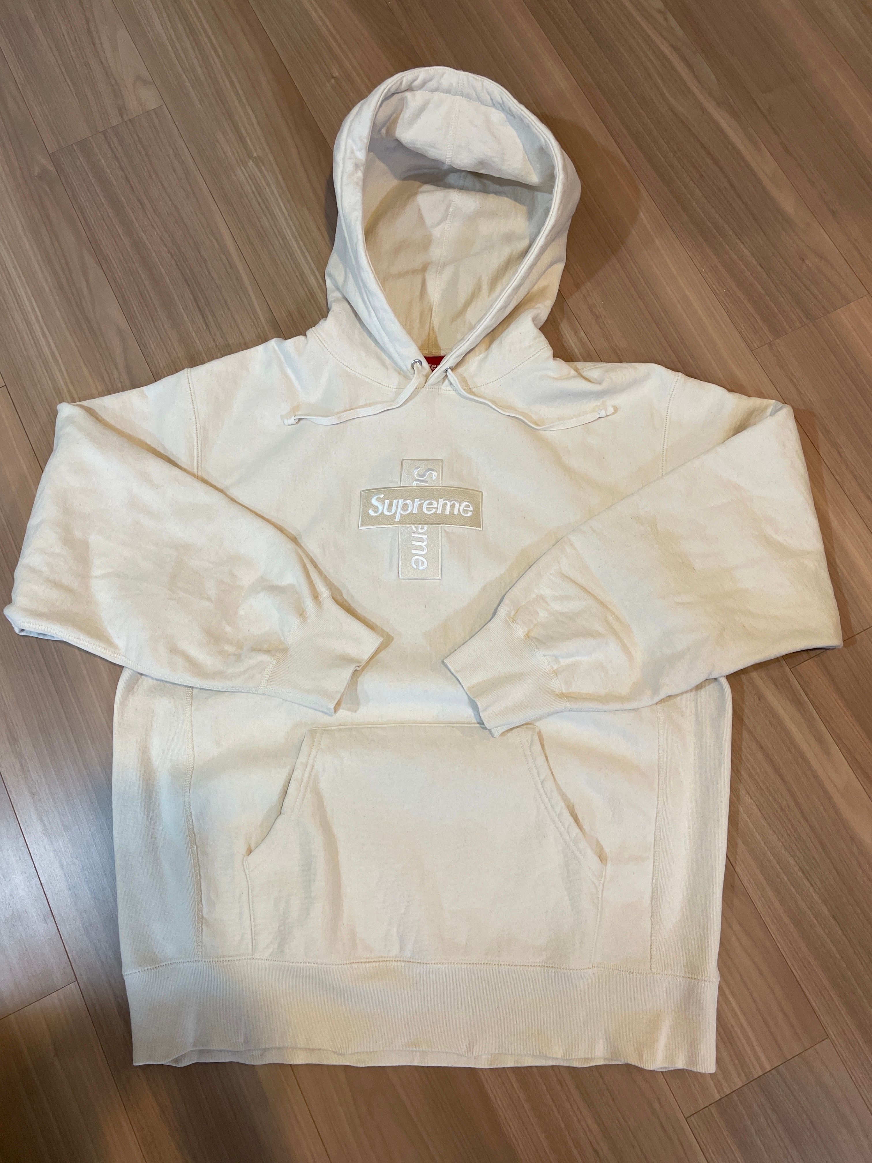 Supreme Cross Box Logo Hooded Sweatshirt "Natural"
