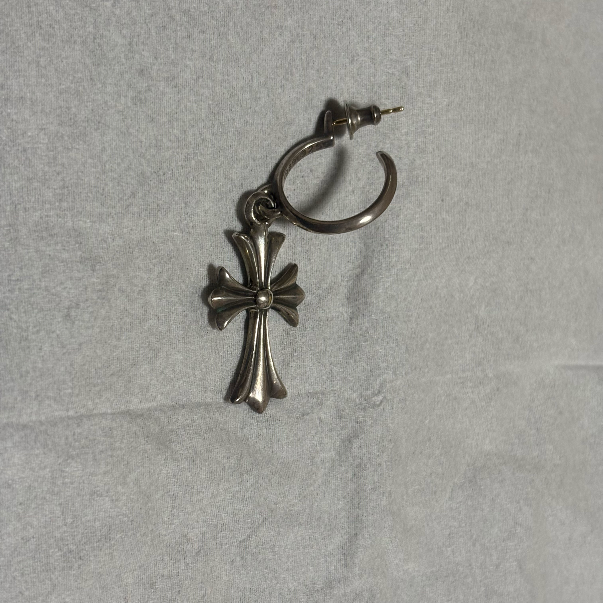 Chrome Hearts Tiny CH Cross Hoop Earrings "Silver"