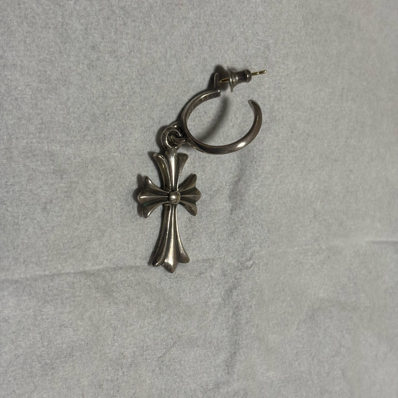 Chrome Hearts Tiny CH Cross Hoop Earrings "Silver"