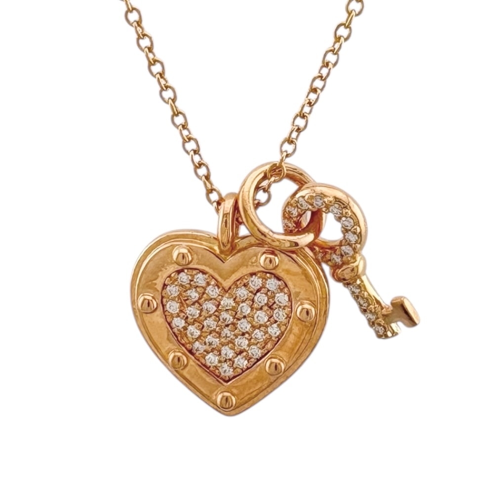 ティファニー リターントゥラブハートタグキー ネックレス 18金 K18ピンクゴールド ダイヤモンド レディース TIFFANY&Co. 中古