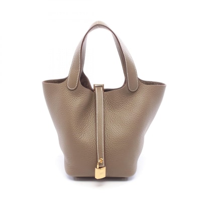 エルメス HERMES ピコタンロックPM ハンドバッグ バッグ レザー トリヨンクレマンス トリヨンクレマンス エトゥープ レディース グレー系 【中古】