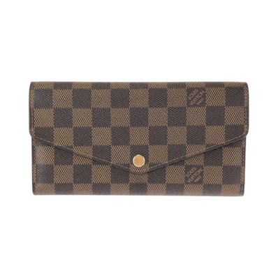 美品 LOUIS VUITTON ルイヴィトン ダミエ エベヌ ポルトフォイユ サラ ブラウン ゴールド金具 PVC 長財布 ロングウォレット 601438 【中古】