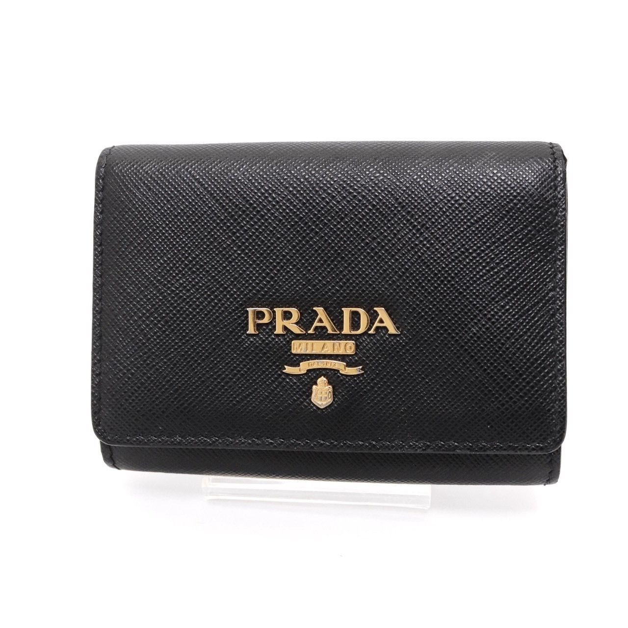 【極美品】PRADA プラダ サフィアーノ 1MH026 二つ折り財布 黒