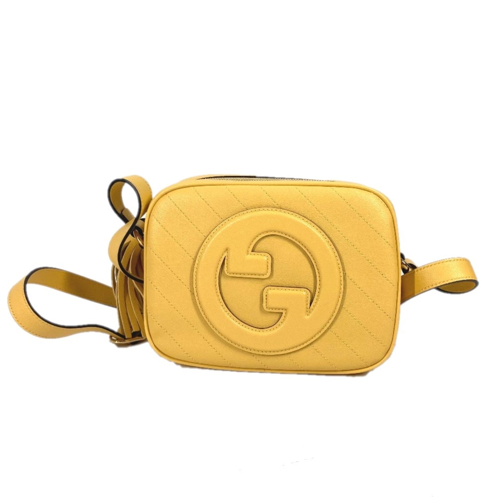 グッチ GUCCI ブロンディ 742360 ラウンドインターロッキングG タッセル スモールバッグ 斜め掛け 肩掛け ショルダーバッグ レザー イエロー 未使用