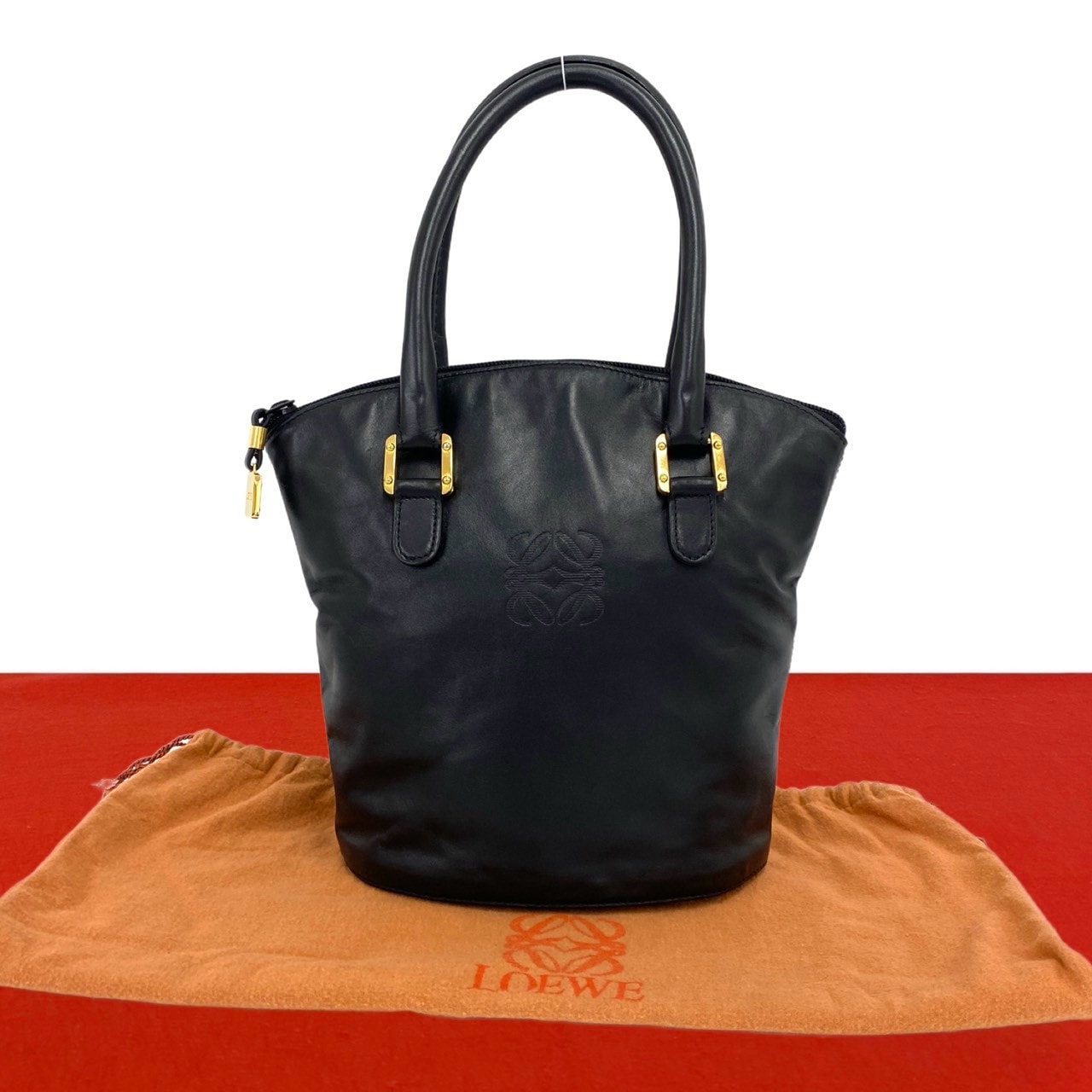 LOEWE ロエベ アナグラム ロゴ レザー ハンドバッグ ブラック
 07067