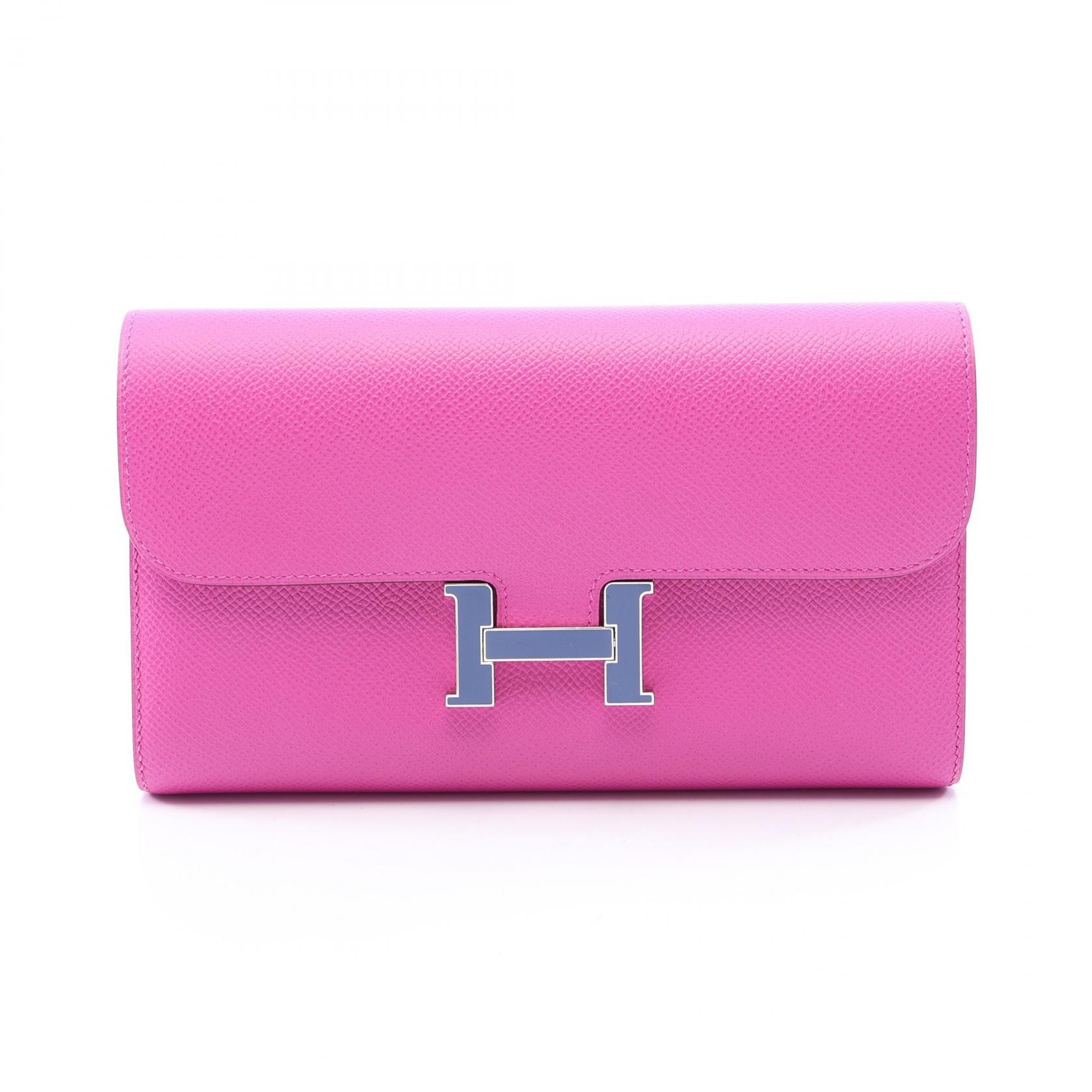 エルメス HERMES コンスタンスロング 二つ折り長財布 財布 レザー ヴォーエプソン ヴォーエプソン マグノリア C刻印(2018年製造) レディース ピンク系 ブルーブライトン 26012803 【中古】