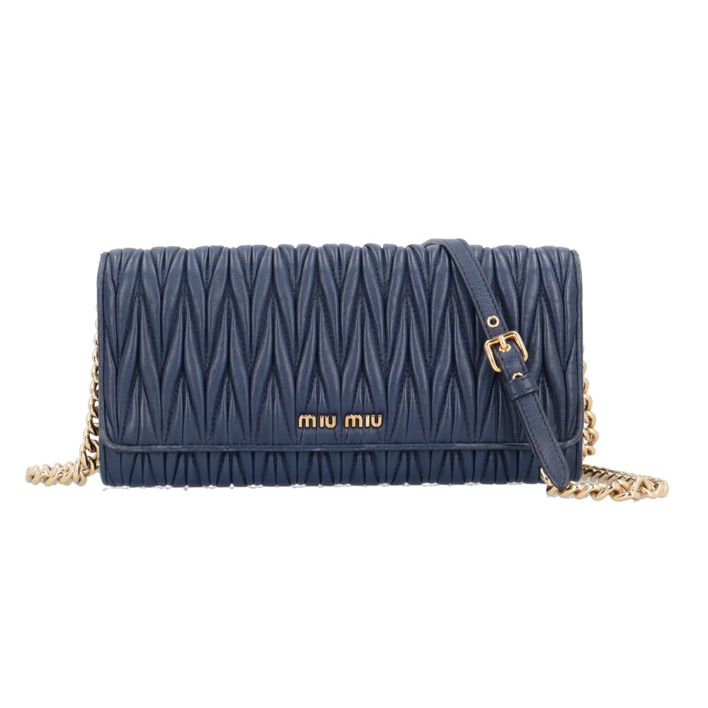 ミュウ ミュウ マテラッセ ショルダーバッグ レザー ネイビー レディース Miu Miu  中古
