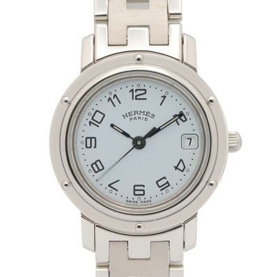 エルメス HERMES クリッパー 腕時計 時計 ステンレススチール レディース ホワイト系 CL4.210 【中古】