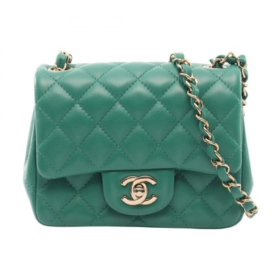 シャネル CHANEL ミニマトラッセ ショルダーバッグ バッグ ラムスキン(羊革) レディース グリーン系 A35200 【中古】