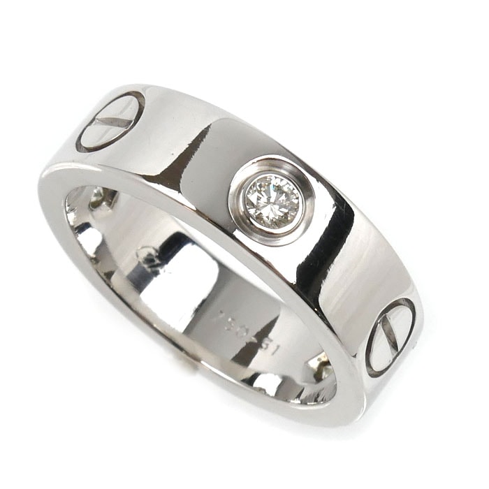 CARTIER カルティエ K18WG ホワイトゴールド ラブ ハーフダイヤ リング・指輪 ダイヤモンド 11号 51 8.6g レディース【中古】【美品】