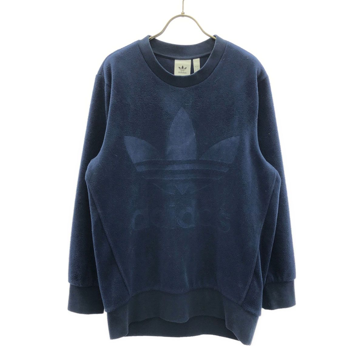 adidas アディダス トレフォイルロゴ 長袖 フリース トレーナー M ネイビー