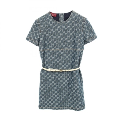 グッチ GUCCI GG柄 デニム ワンピース 衣料品 トップス コットン レディース ネイビー系 818219 【中古】