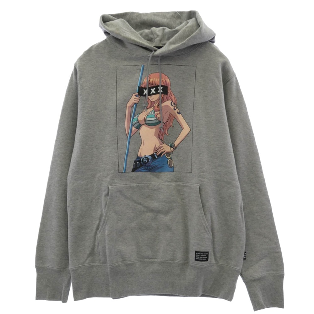 GOD SELECTION XXX ゴッドセレクション パーカー × ONE PIECE ワンピース ナミ スウェット プルオーバー パーカー フーディー グレー系 M【中古】