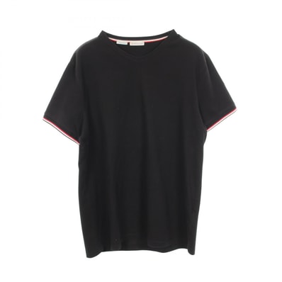 モンクレール MONCLER トリコロールライン スリムフィット 半袖Tシャツ 衣料品 トップス コットン メンズ ブラック系 【中古】