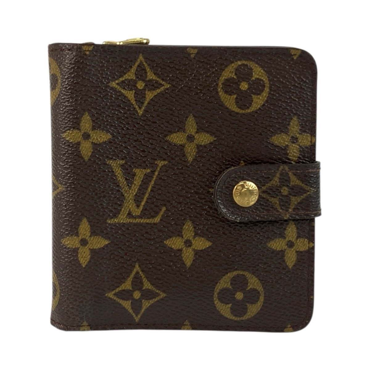 LOUIS VUITTON ルイヴィトン モノグラム コンパクトジップ ブラウン ゴールド金具 PVC 折り財布 コンパクトウォレット 506249 【中古】