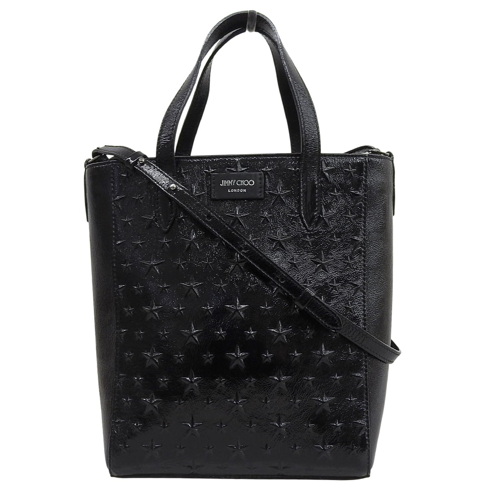 ジミーチュウ 美品 ペガシS パテント エンボス加工 2WAYバッグ ハンドバッグ レディース ブラック