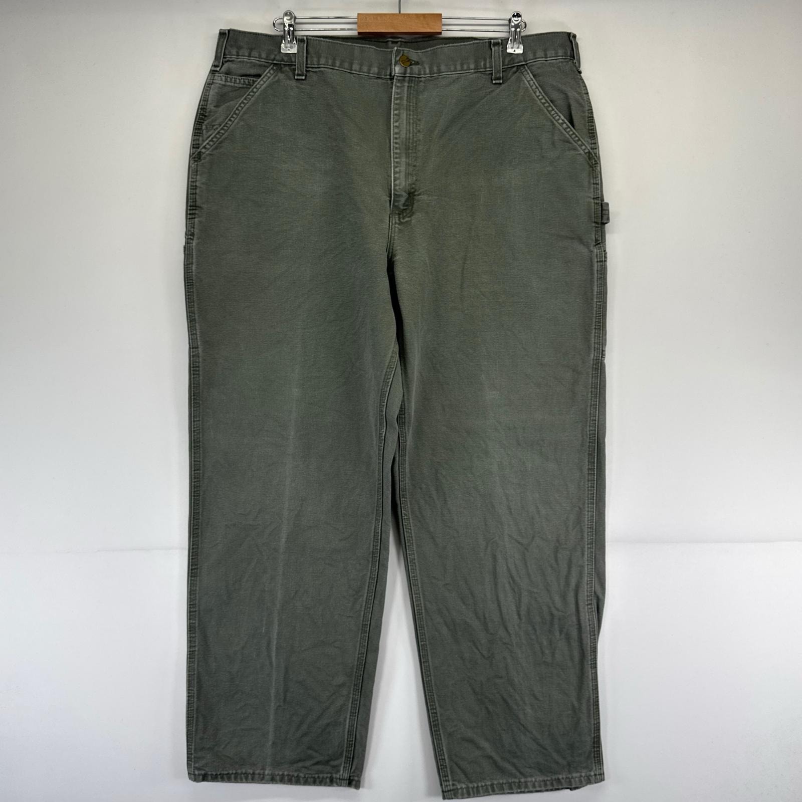 古着 カーハート Carhartt ダック パンツ ダックペインター ワーク フェード 大きいサイズ W42 L32  グリーン系 メンズ