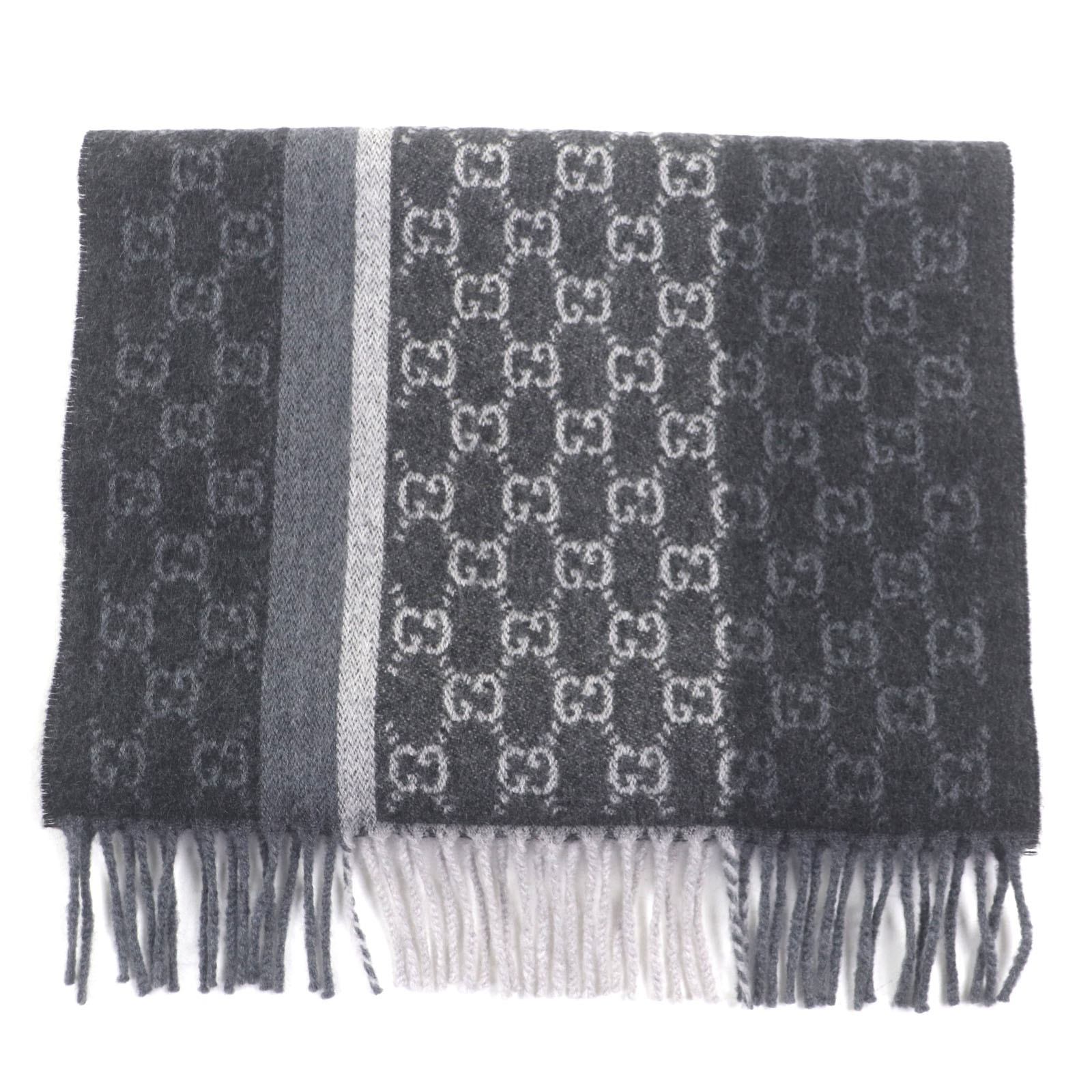 極美品 グッチ マフラー グレー メンズ 391530