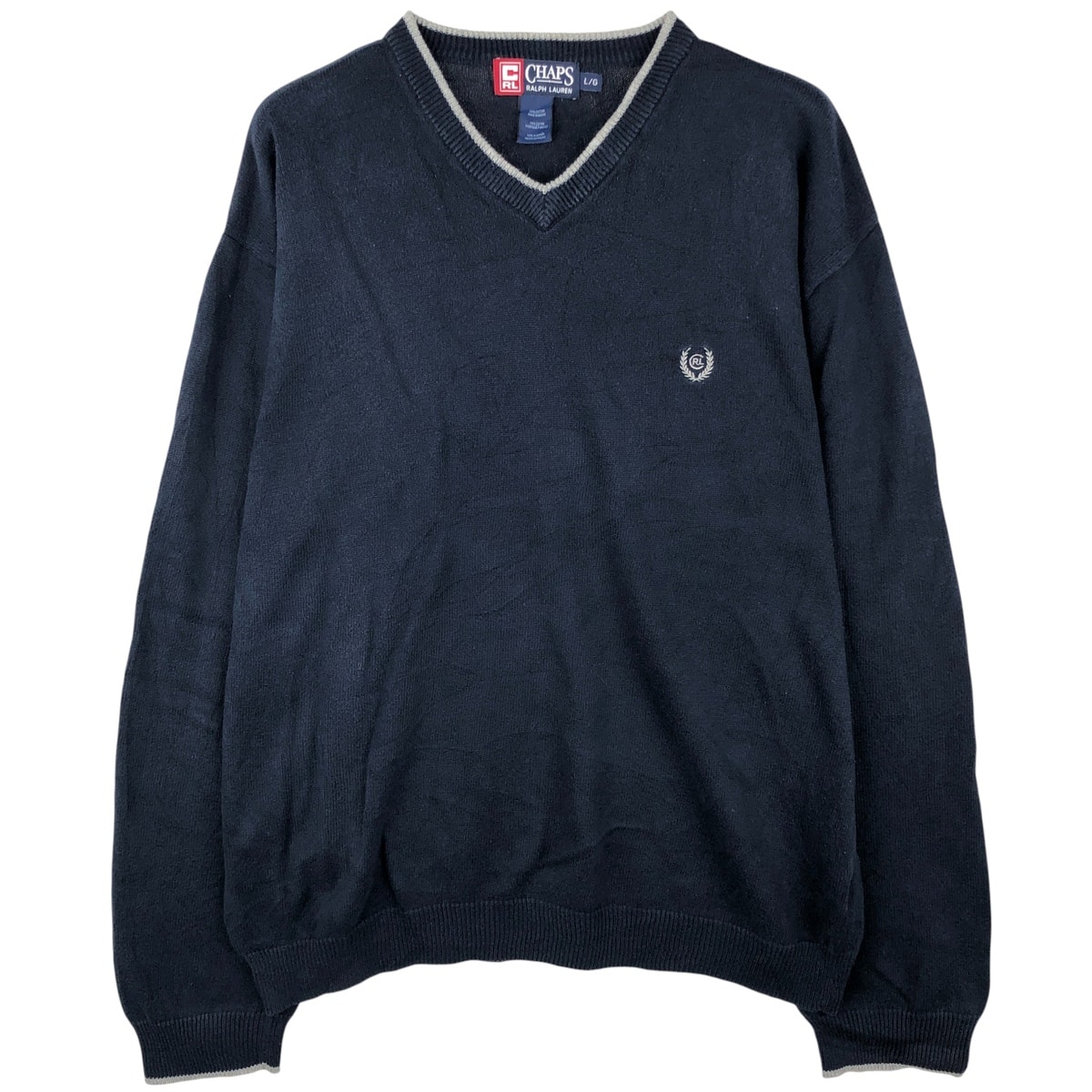 古着 ラルフローレン Ralph Lauren CHAPS チャップス Vネック コットンニットセーター メンズL相当/eaa605979