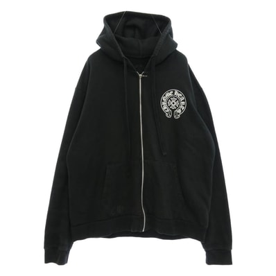 CHROME HEARTS クロムハーツ(原本無) SWTSHRT HD ZIP OSAKA 大阪限定 ホースシュープリント ダガー ジップ パーカー フーディー ブラック系 L【中古】