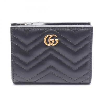 グッチ GUCCI GGマーモント 二つ折り財布 財布 レザー レディース ブラック系 773427 【中古】