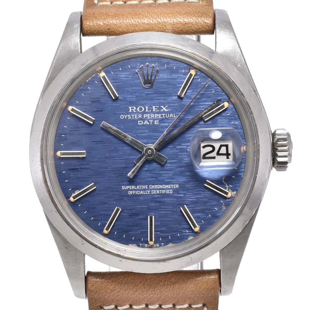 ロレックス ROLEX 1500 ヴィンテージ オイスターパーペチュアル デイト Cal.1570 ブルー 自動巻き メンズ 良品 腕時計 O#150624