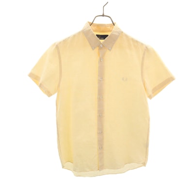 FRED PERRY フレッドペリー リネンブレンド 半袖 ボタンダウンシャツ M クリーム色