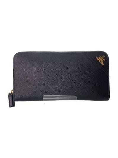 PRADA Saffiano Leather Zip-Around Wallet "Black"