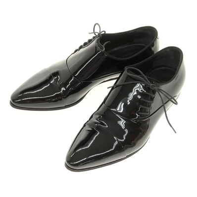 【中古】グッチ GUCCI パテントレザー サイドレース ドレスシューズ ブラック【サイズ39 1/2E】【メンズ】
