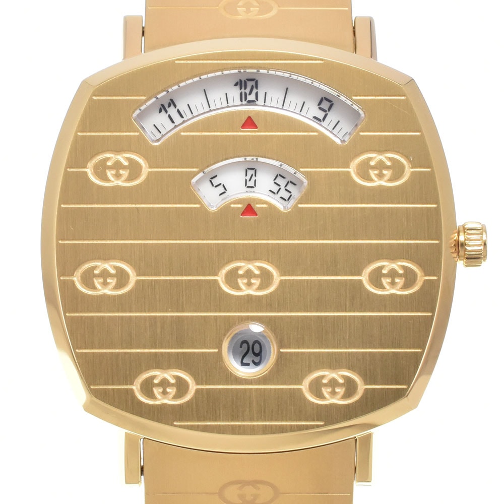 グッチ GUCCI YA157403 グリップ デイト ホワイト クォーツ ユニセックス 美品 腕時計 K#150822