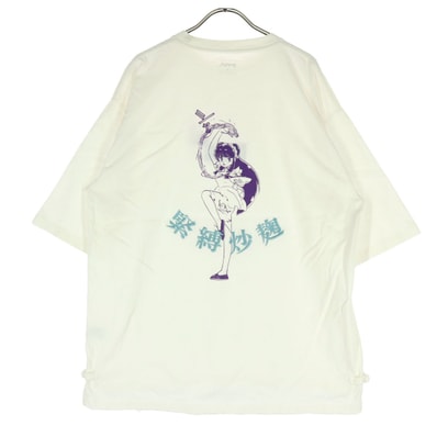 graniph グラニフ らんま1/2 コラボ シャンプー プリント柄 刺繍 半袖 Tシャツ M アイボリー シャンプー