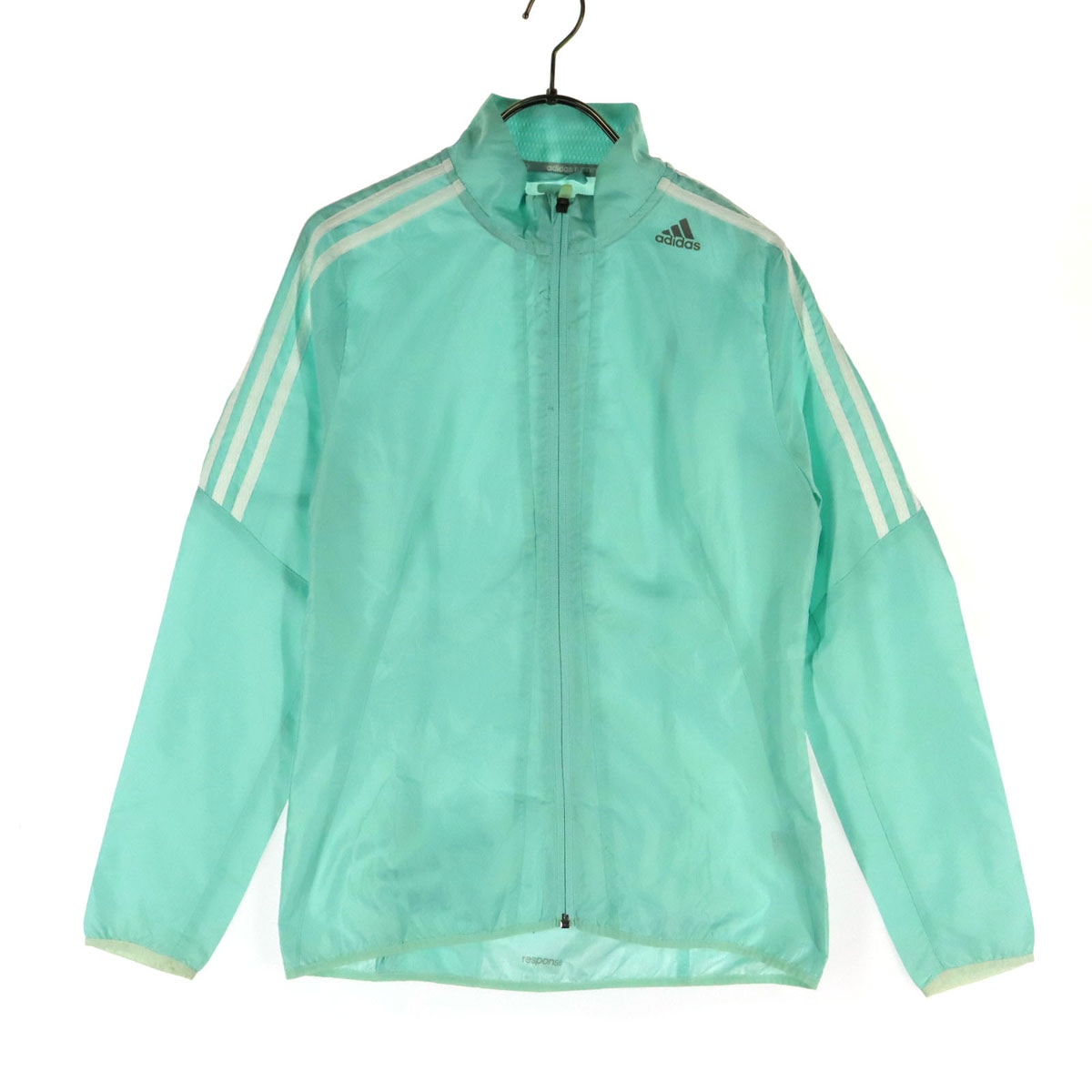 adidas アディダス ロゴプリント 長袖 ペールトーン ウインドブレーカー M ミントグリーン