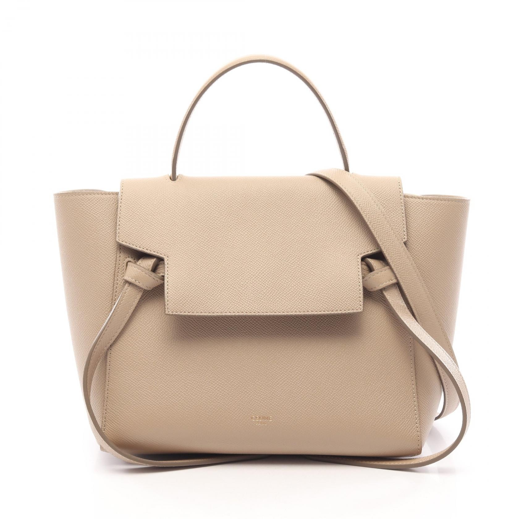 セリーヌ CELINE BELT BAG MICRO ベルトバッグ マイクロ 2WAY ハンドバッグ バッグ レザー レディース ベージュ系 【中古】