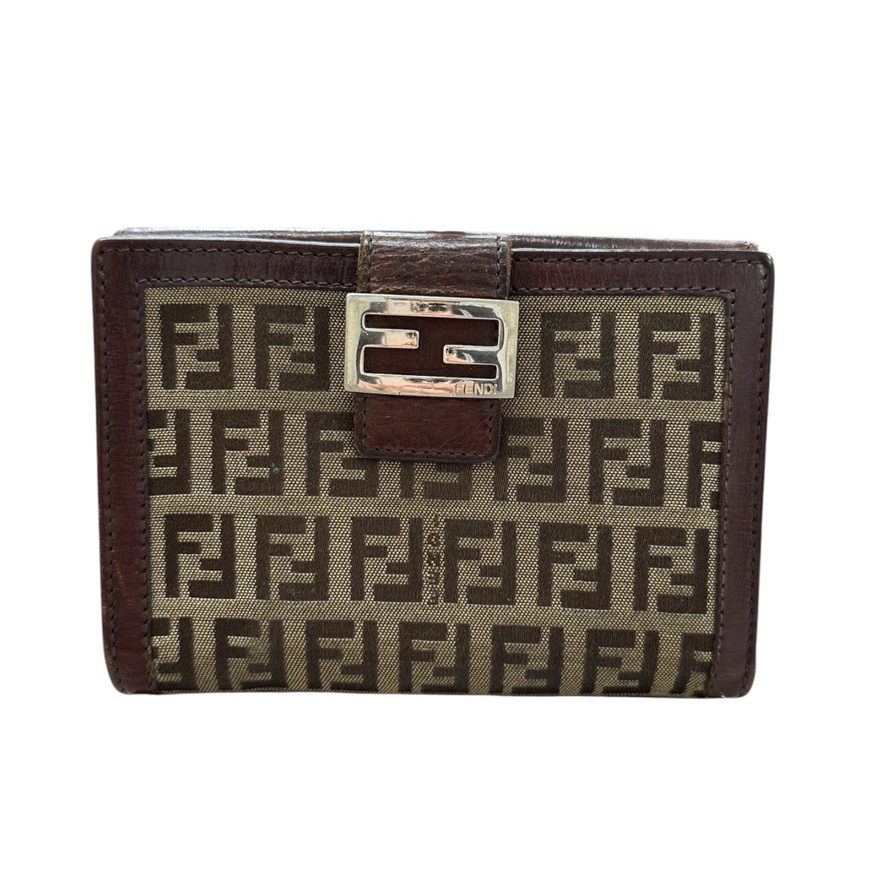 C (やや傷や汚れあり)】FENDI フェンディ ズッカ ブラウン シルバー