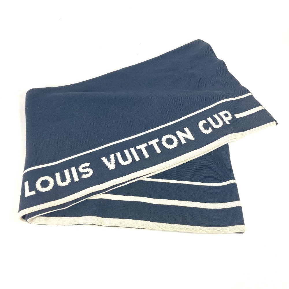 ルイヴィトン LOUIS VUITTON ロゴ ルイヴィトンカップ LVCUP マフラー コットン ネイビー