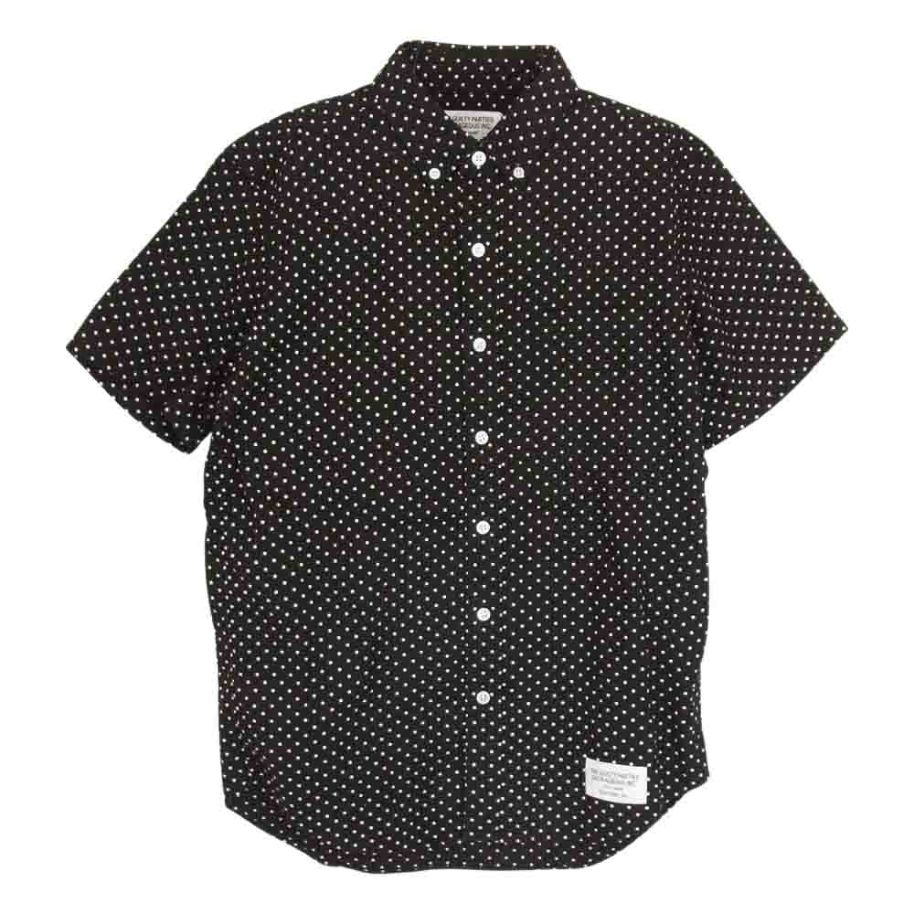 WACKO MARIA ワコマリア 長袖シャツ 15SS-DOT-08 刺繍 ドット ボタンダウン 半袖 シャツ ブラック系 M【中古】
