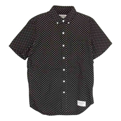 WACKO MARIA ワコマリア 長袖シャツ 15SS-DOT-08 刺繍 ドット ボタンダウン 半袖 シャツ ブラック系 M【中古】