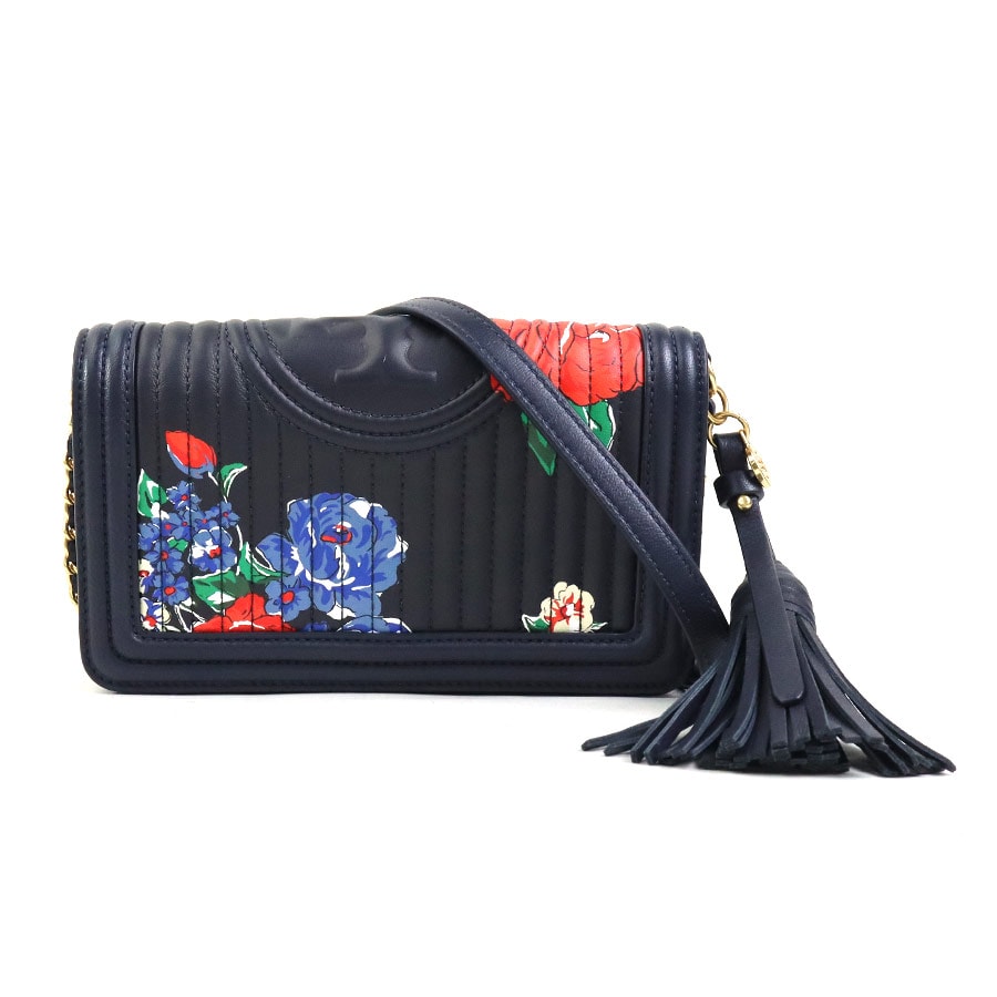 トリーバーチ Tory Burch  チェーンウォレット レザー ネイビー レディース【中古】 56286a