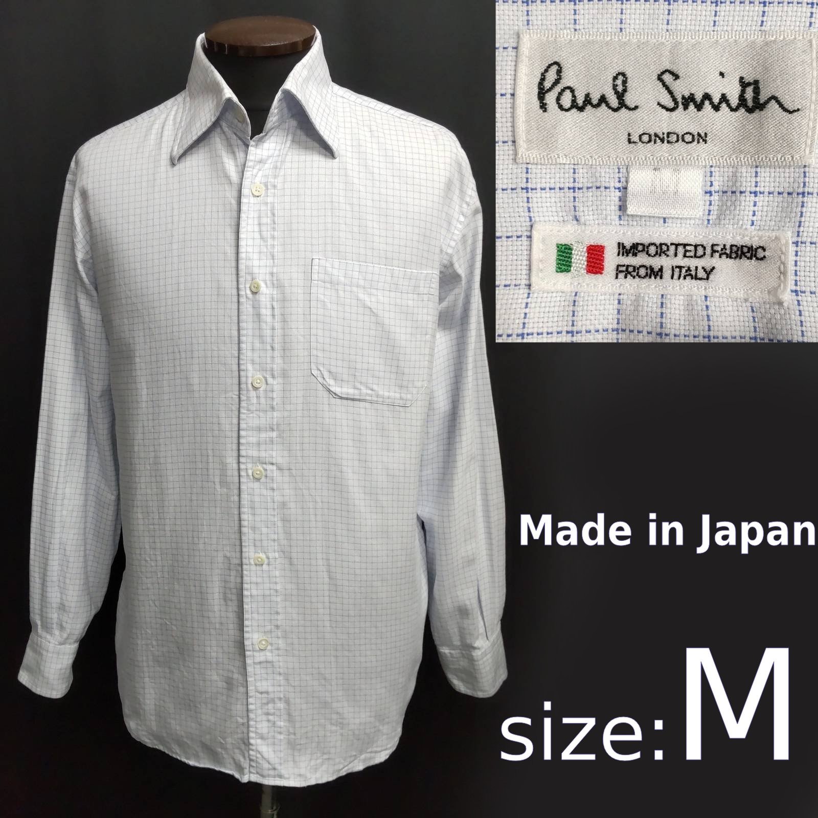 日本製★Paul Smith/ポールスミス★格子柄 長袖シャツ【メンズM/青/blue/チェック柄】Tops/Shirt◆BJ134-d