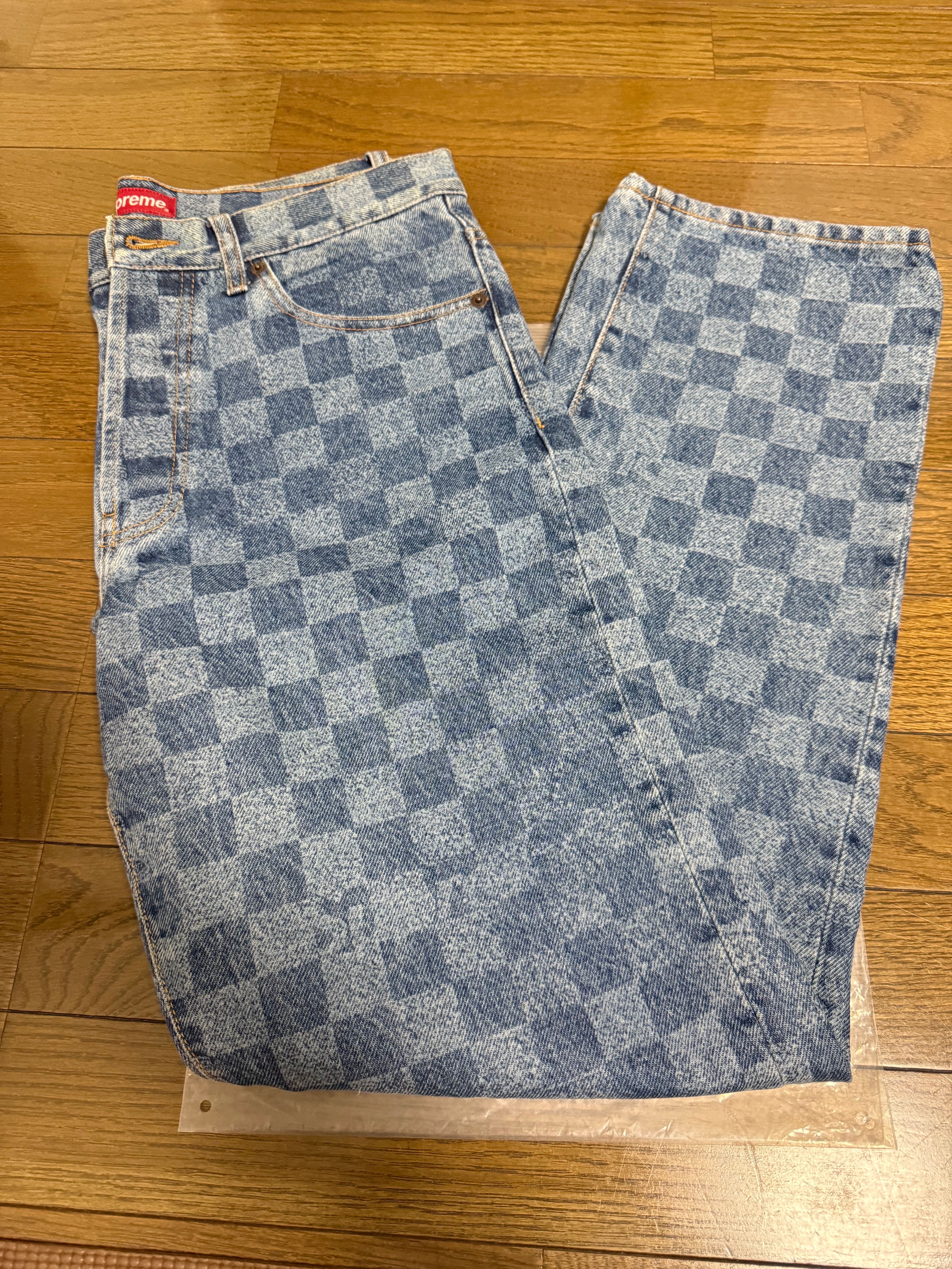 Supreme Regular Jean "Washed Checkerboard"(20FW)