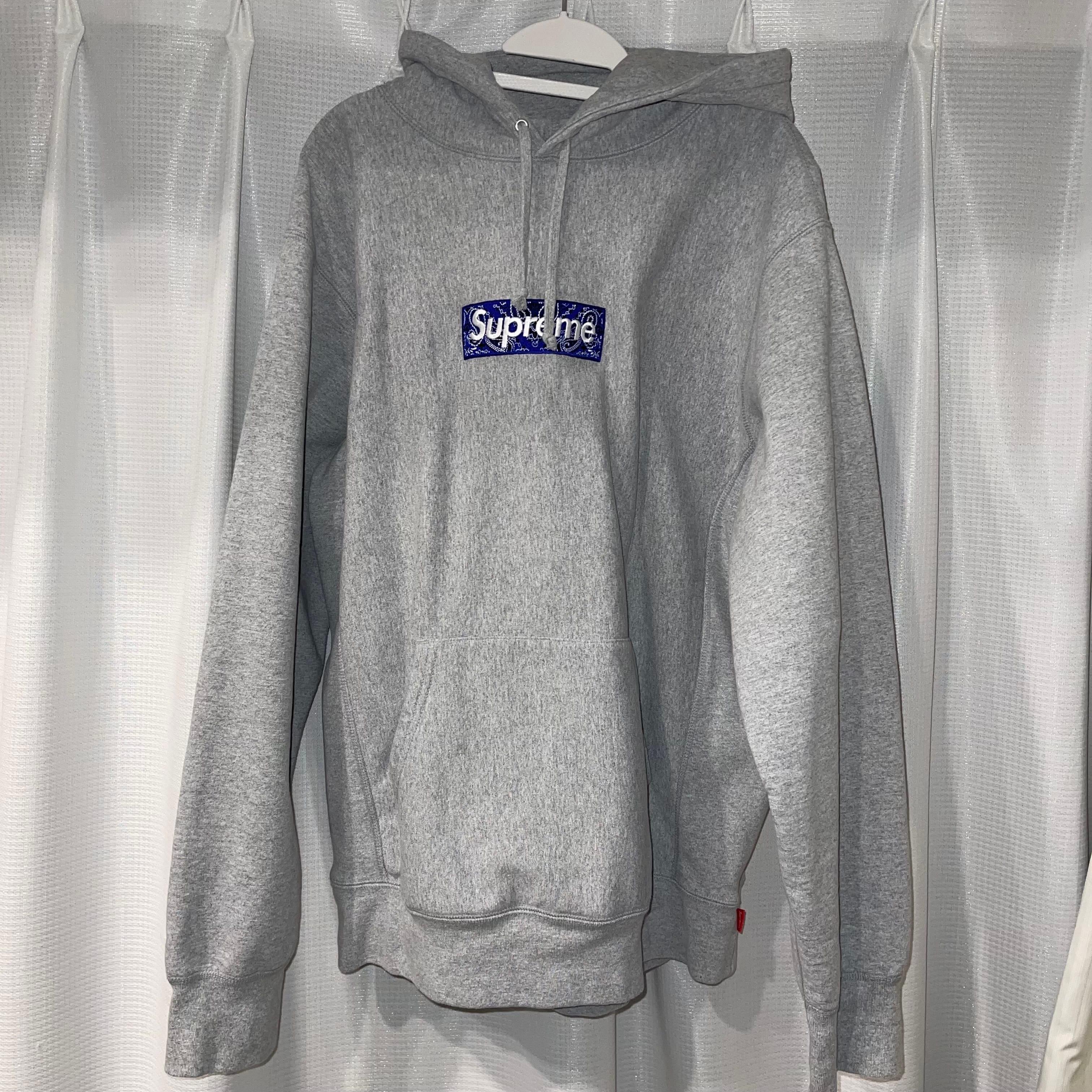 Supreme Bandana Box Logo Hooded Sweatshirt "Grey"