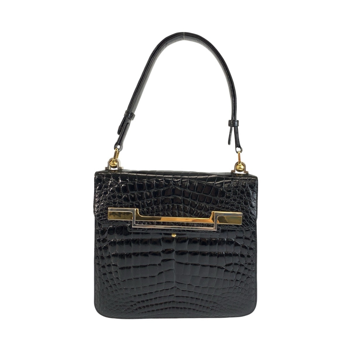 DELVAUX デルヴォー ヴィンテージ ブラック 黒 クロコダイル ハンドバッグ ショルダーバッグ 2WAY 603005 【中古】