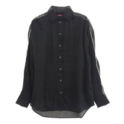 DIESEL ディーゼル ブラウス S-DOU-DNM-FL S-DOU-DNM-FL デニム 切替 レーヨン 長袖 シャツ ブラック系 グレー系 38【美品】【中古】