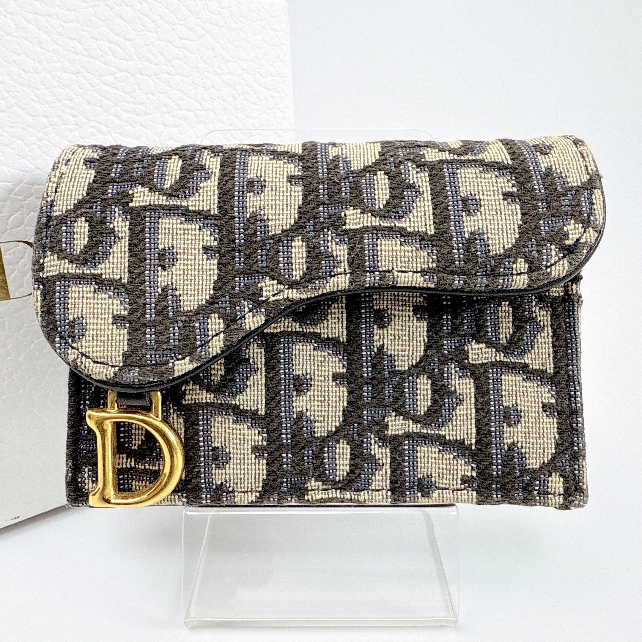 Dior Saddle Flap Card Holder "Blue"